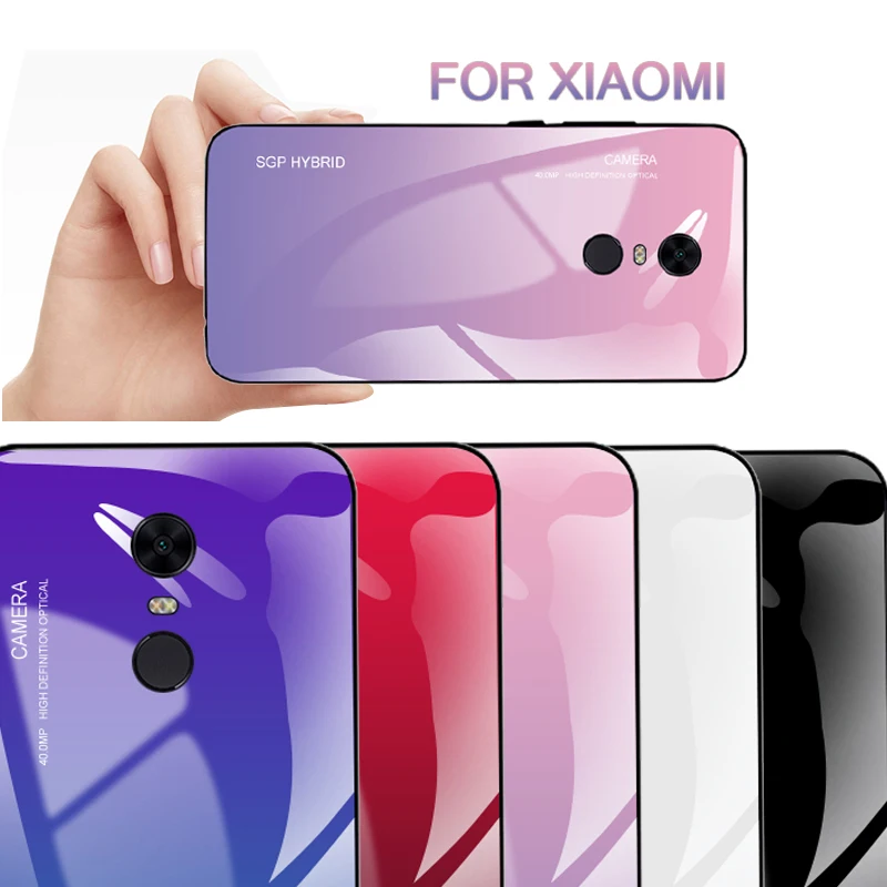 

Gradient Tempered Glass Case For Xiaomi Redmi Note 4x 4 5 6 7 Pro Plus 5a 6a 7a s2 xiomi mi 9 9t k20 pro note7 shell coque cases