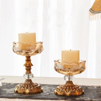 

European style crystal glass candle holders home decor candlestick candelabra porta velas decorativas candle holder centerpieces