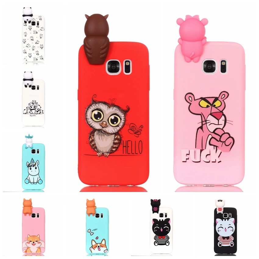 For Coque Samsung Galaxy S7 Case 3D Cartoon Toy Owl Panda Unicorn Cat Soft Silicon Back Cover |