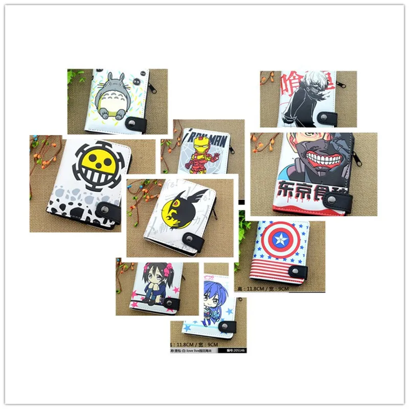 

New Comic Short Wallet Lovely Cartoon Pattern Purse Sword Art Online Love Live Clutch Wallet Detective Conan Anime Kids Gifts