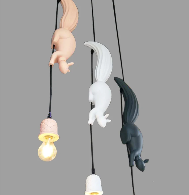Nordic Resin Squirrel Led Pendant Lights Modern Industrial Hanging Animal Lamp17