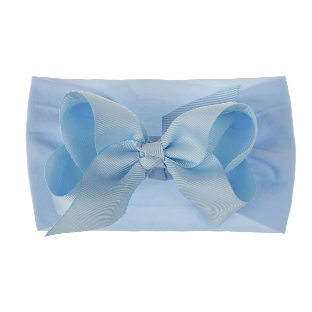 nylon bow headband blue 