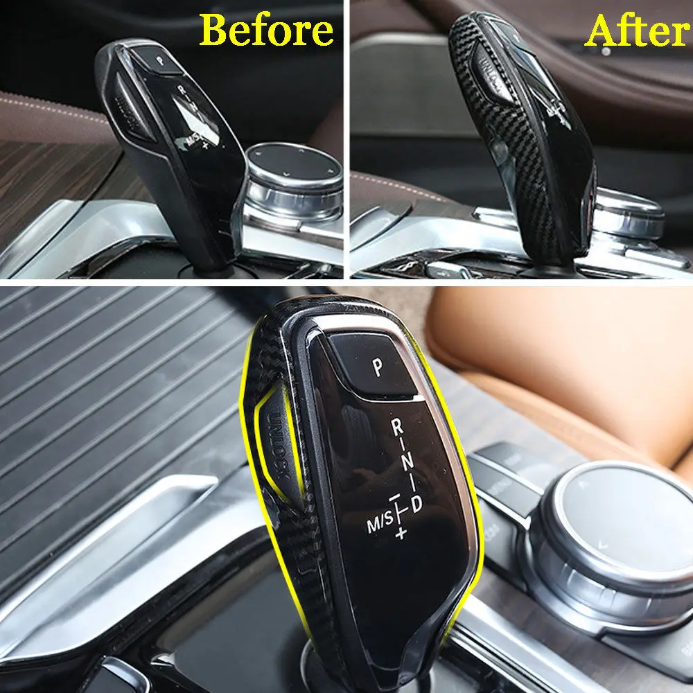 

For BMW 5 6 7 Series X3 X4 2016 2017 2018 Carbon Fiber Gear Shift Lever Knob Cover Trim Collars Accessories Car Styling