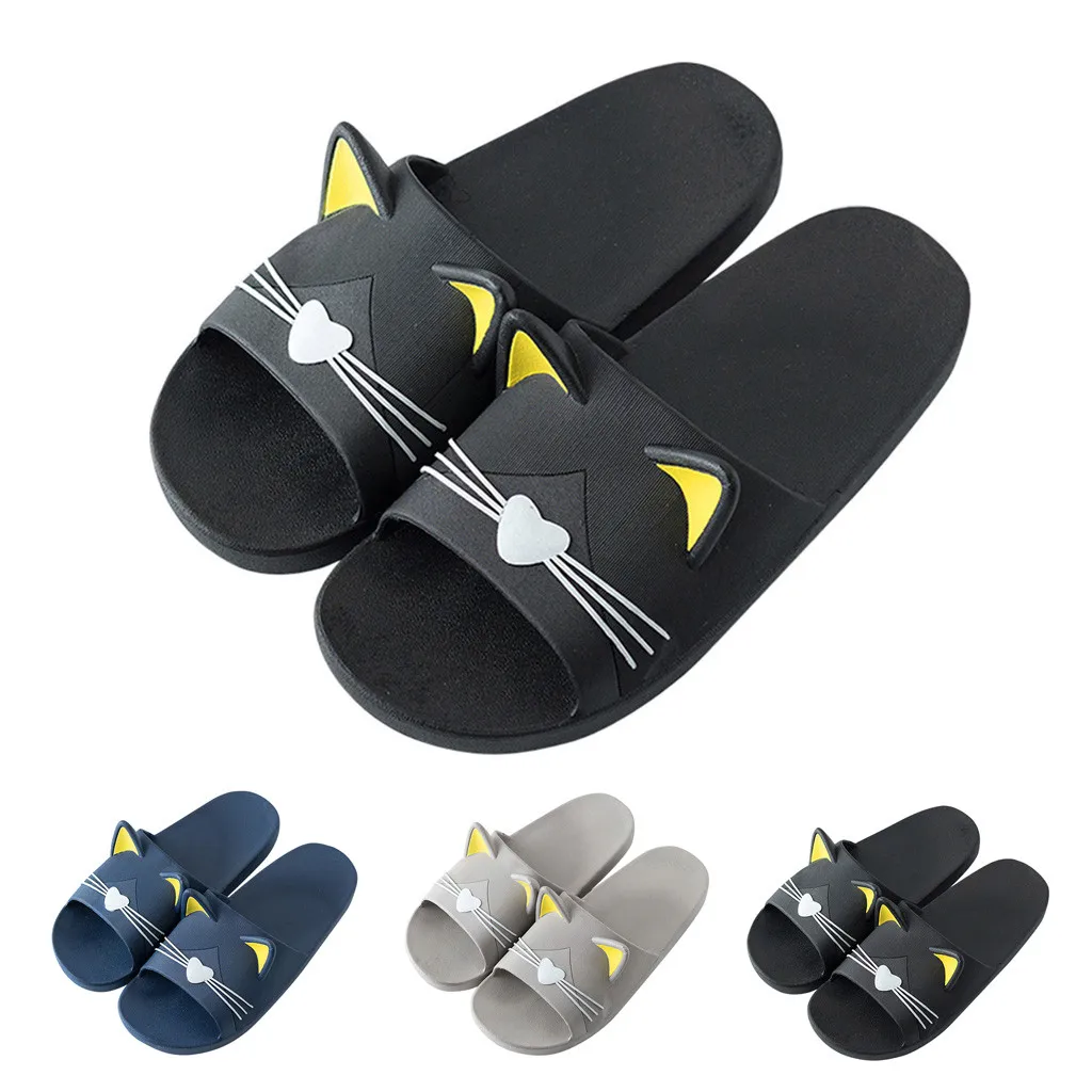 Womens Slippers Summer Cute Cartoon Cat shoes Women Slides Beach Shoes Women slip-proof slippers Sandals Flip Flops Slipper#0508