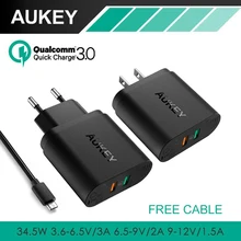 AUKEY 34.5W Dual USB Charger with Quick Charge 3.0 &AIPower Tech Phone Charger For iPhone Samsung LG Xiaomi &More Tablet/Phones