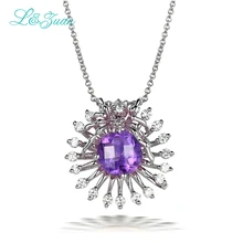I& Zuan ожерелье с пауком 925 стерлингового серебра-ювелирные изделия натуральный 1.64ct Аметист ожерелье с фиолетовым камнем и кулон для женщин в подарок