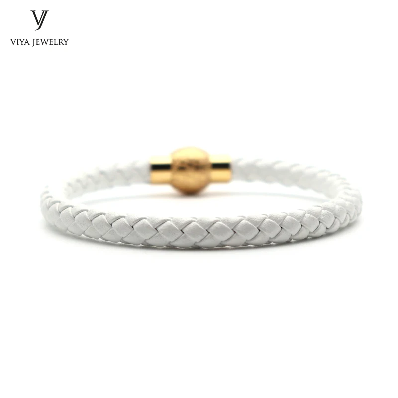 Colorful Braided leather bracelet With Magnet Lock Hardware Magnetic Closure Women Leather Bracelet Best Friendship Gift Has Box(99)