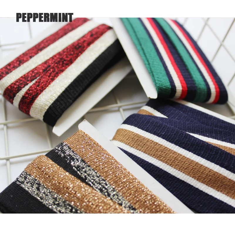 

1yard cotton Knitting Stripe Webbing Sport Pants Cloth Elastic Band Stretching Lace Ribbons DIY Garments Accessories
