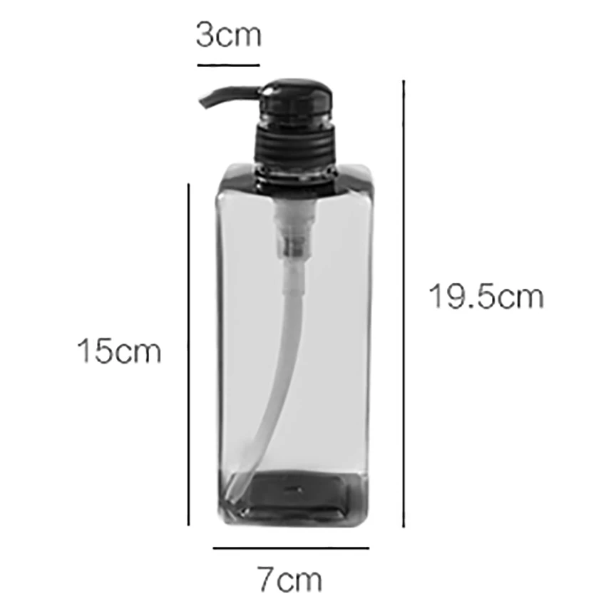 600 мл PP прямоугольная бутылочка с пластиковым насосным соплом, пустая бутылка, отлично подходит для эфирных масел, лосьонов, жидкого мыла, шампуня