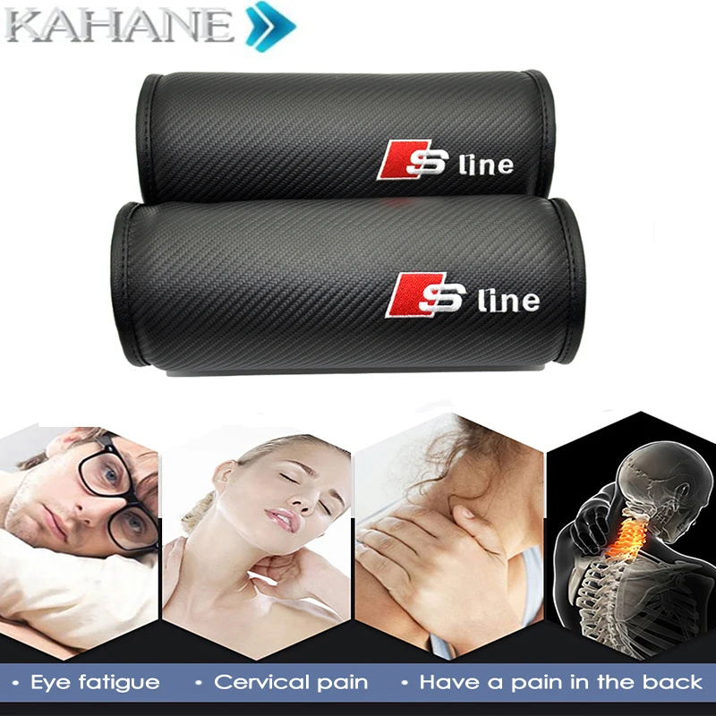 2PCS Carbon Fiber Car Neck Pillows Auto Supplies Fiber Car Headrest