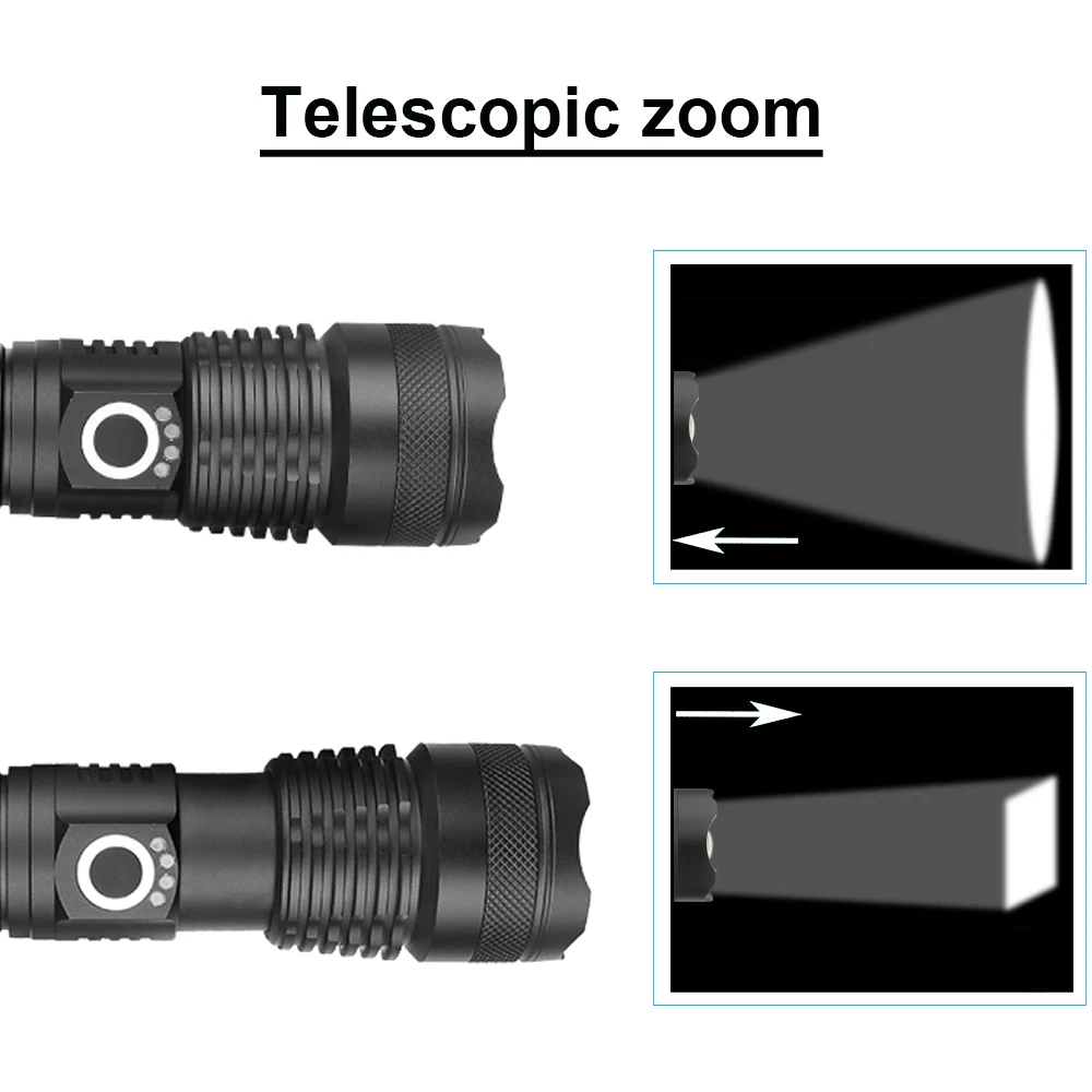 8000 Люмен XLamp xhp70.2 мощный светодиодный фонарик с увеличением светодиодный фонарь xhp70 xhp50 18650 или 26650 usb перезаряжаемый аккумулятор водонепроницаемый