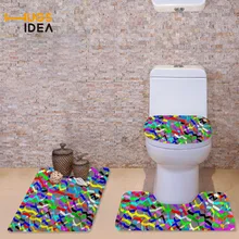 HUGSIDEA смешанный цвет дизайн 3 шт. комплект теплое сиденье для туалета крышка для ванной Restroon крышка для унитаза дома WC пол Нескользящие ковры