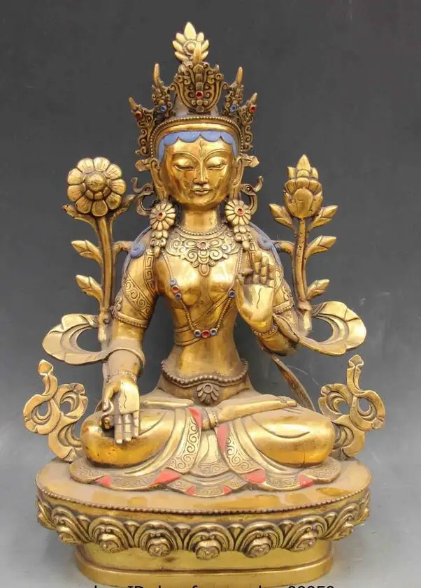 Chinese Buddhism copper bronze Bodhisattva Kwan-Yin White Tara Guan yin statue | Дом и сад