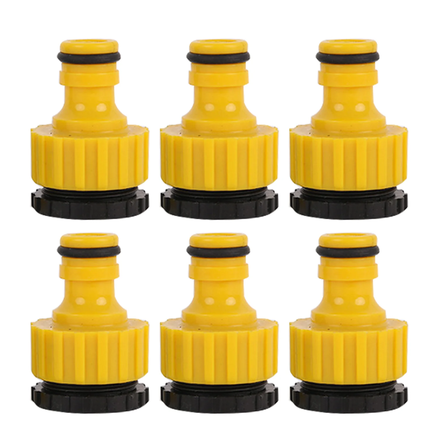 

6pcs 1/2 Inch and 3/4 Inch 2 in 1 Plastic Garden Hose Tap Connector Female Threaded Faucet Adapter Yellow