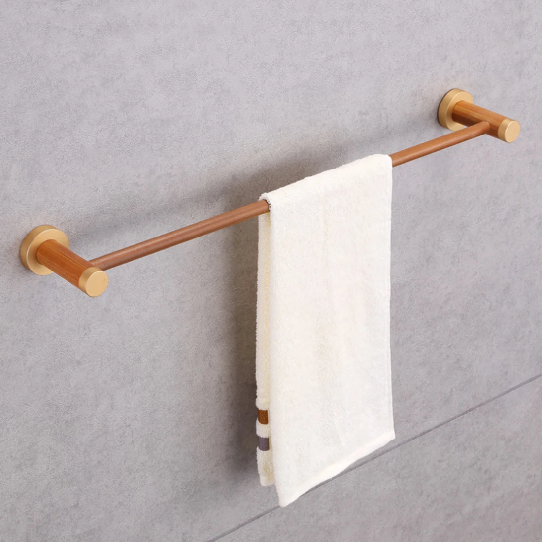 

Home Bathroom Wall Hanging Bathroom Shelves Wooden Horizontal-Bar Towel Rack - Burlywood
