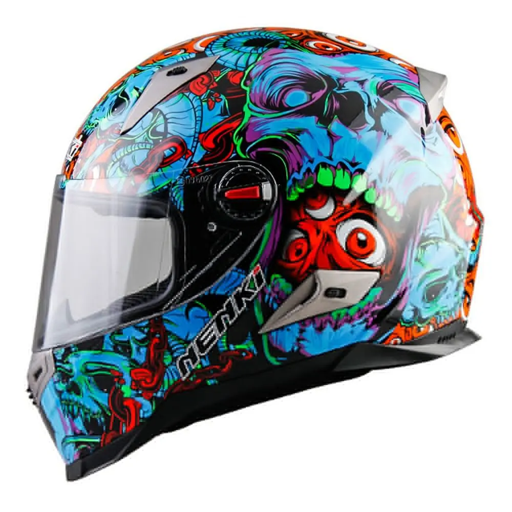 NENKI мотоциклетный шлем туристический мотоциклетный шлем гоночный уличный мото Каско Для мужчин и женщин чоппер Скутер круизер Полный лицевой шлем ECE - Цвет: Blue Skeleton