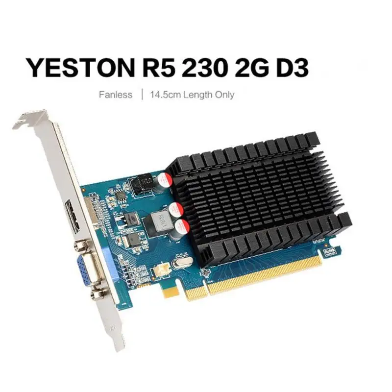 Yeston Radeon R5 230 для Amd Gpu 2 Гб Gddr3 64 бит 650 МГц игровой настольный компьютер ПК видеокарты видеоизображения Поддержка Vga Hdmi Pci-E