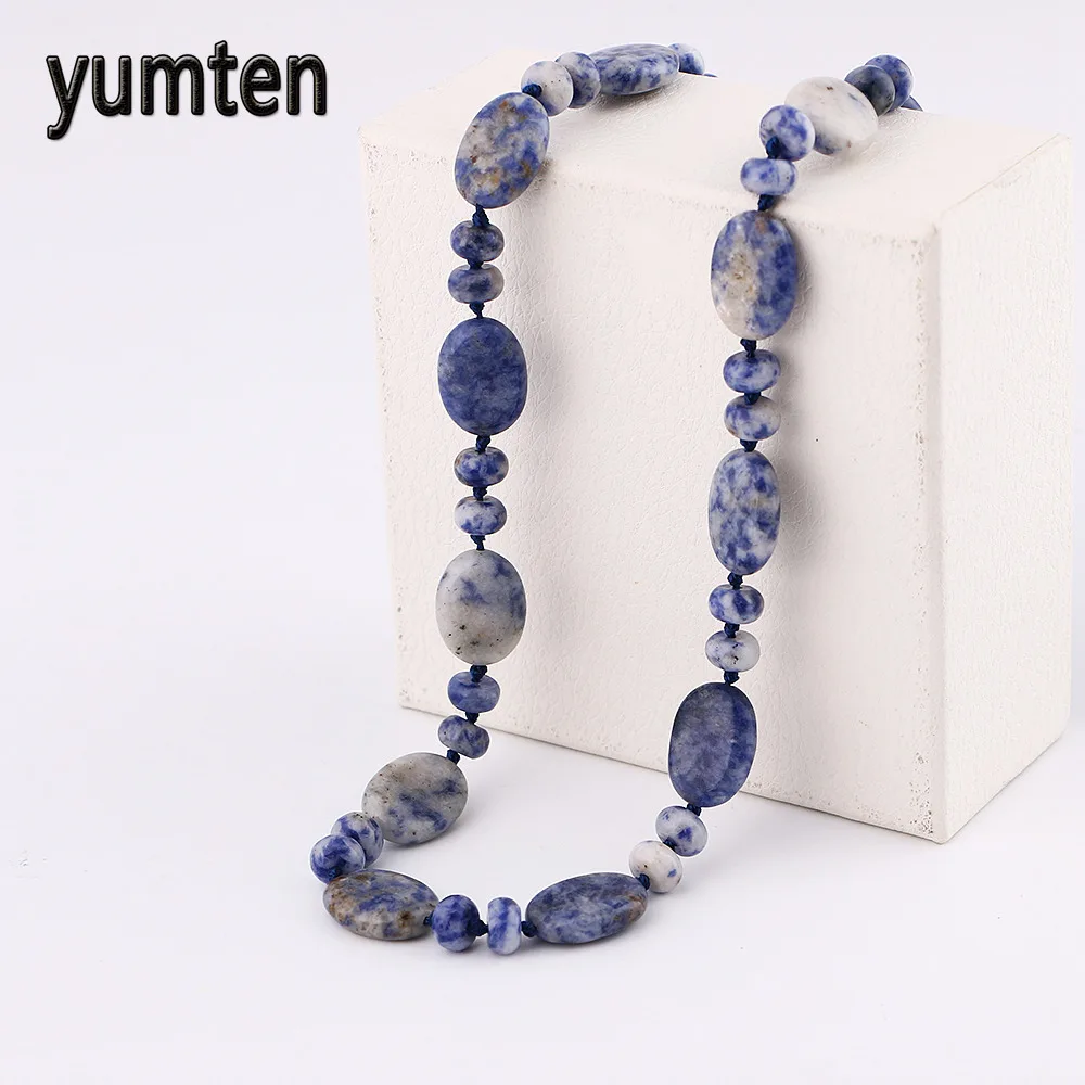 Yumten Blue-Veinstone Ожерелье мощность натуральный камень капли воды Кристалл для мужчин