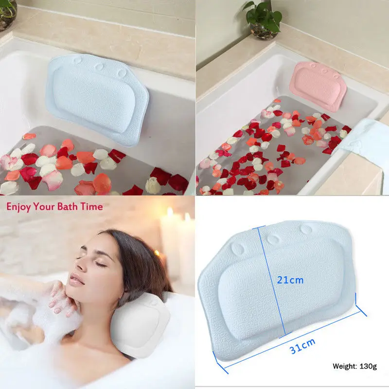New Soft Bath Pillow SPA Neck Waterproof With Suction Non slip Cups for