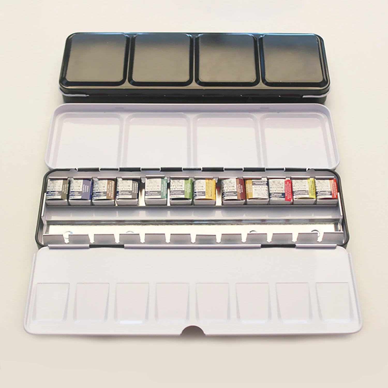 

Portable Empty Watercolor Palette Paint Box With 24pcs Half Pans Children Student Drawing Supplies Watercolor Half Paint Pan Set
