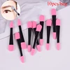 10 Uds pinceles para sombras de ojos portátiles, brocha en polvo, aplicador de sombra de ojos de doble extremo, esponja profesional, sombra de ojos, suministros de maquillaje ► Foto 2/6