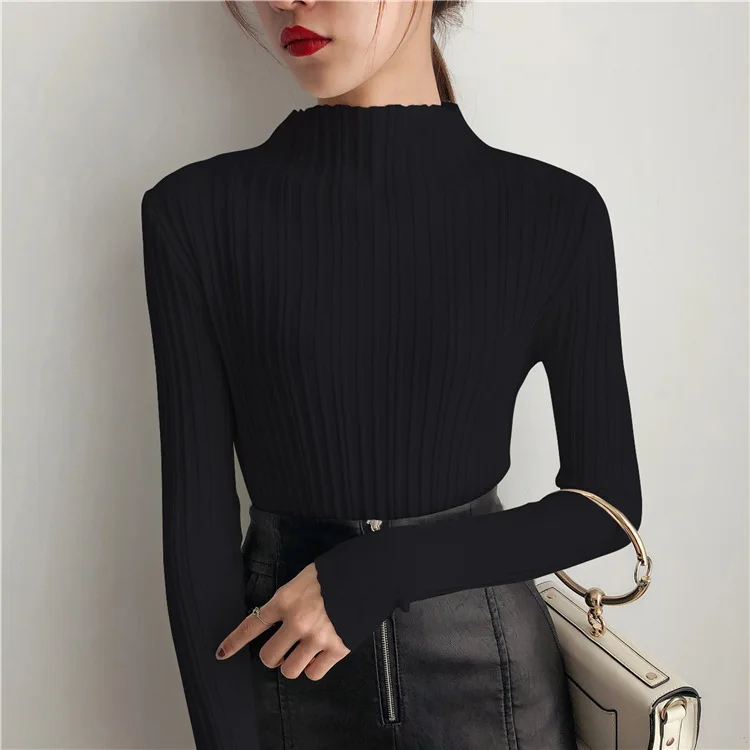 Yovamoo Turtleneck Solid Women Sweater Skinny Elastic Knitted Full Sleeve Pullover Slim Top Femme Autumn Fashion Jumper Yovamoo Turtleneck Solid Women Sweater Skinny Elastic Knitted Full Sleeve Pullover Slim Top Femme Autumn Fashion Jumper