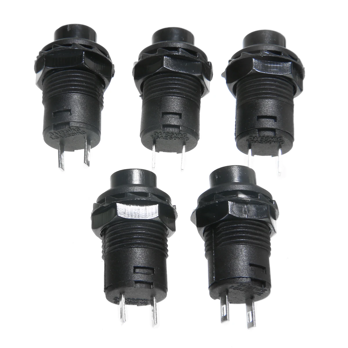 5PCS Black Auto Push Button Horn 12V Car Dash Off-On Momentary Push Button Switch Horn Doorbell