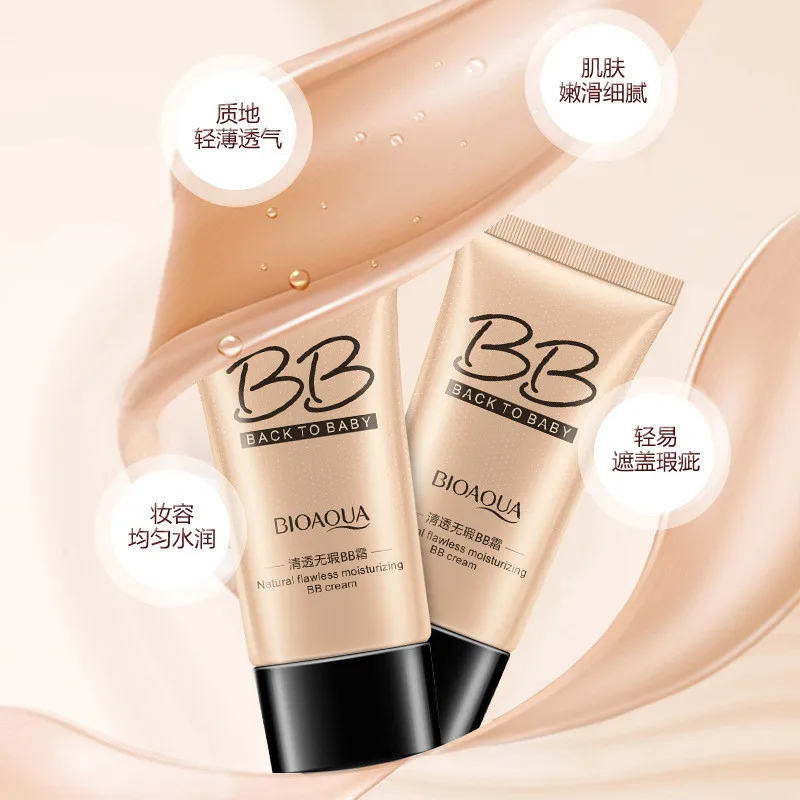 Online BIOAQUA Sempurna BB Cream Pemutih Alami Pelembab Concealer Nude Foundation Makeup Wajah Kecantikan