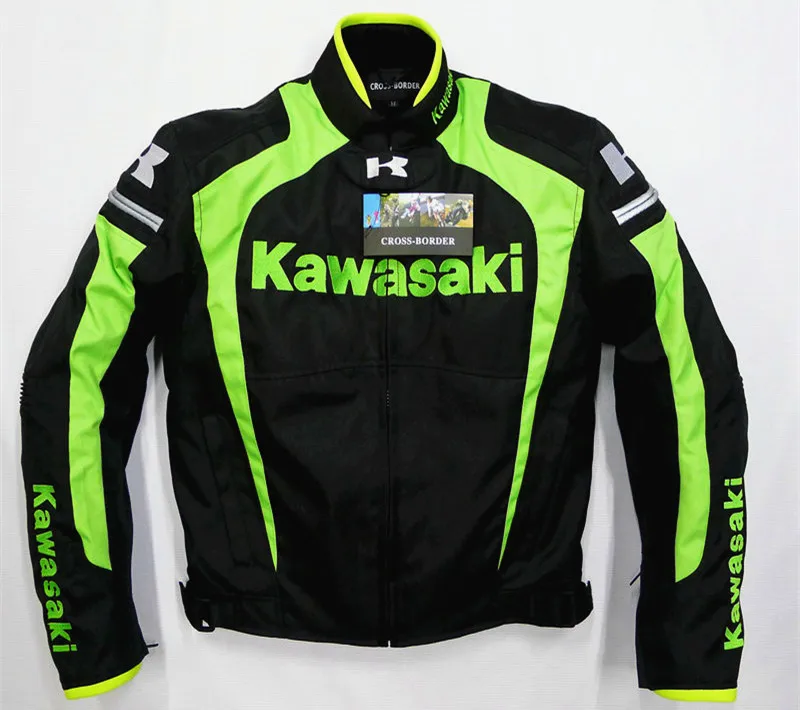 Street Motorcycle Racing Team for KAWASAKI Jacket Riding with Protectors Black Green Clothing - Цвет: style 2