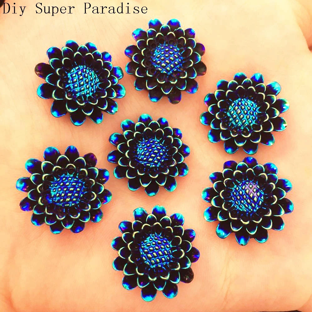 

NEW 20PCS 20mm AB Resin Sunflower Stone Flatback Wedding Diy Design Resin Craft K404*2