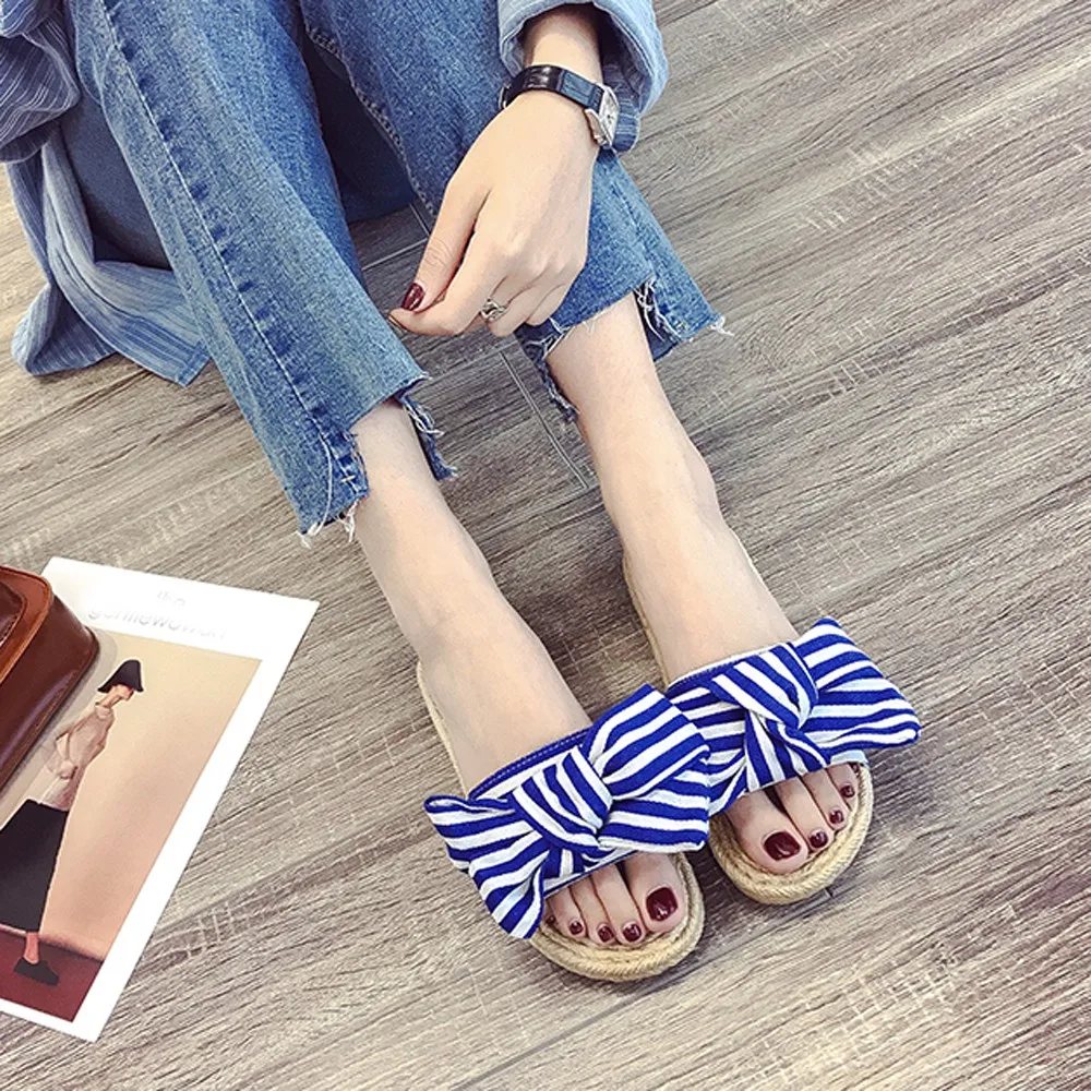 

Summer Hot Sale Women Flip Flops Fashion Patchwork Bow Flat Heel Sandals Size 36-40 Outdoor Slipper Beach Shoes For Female