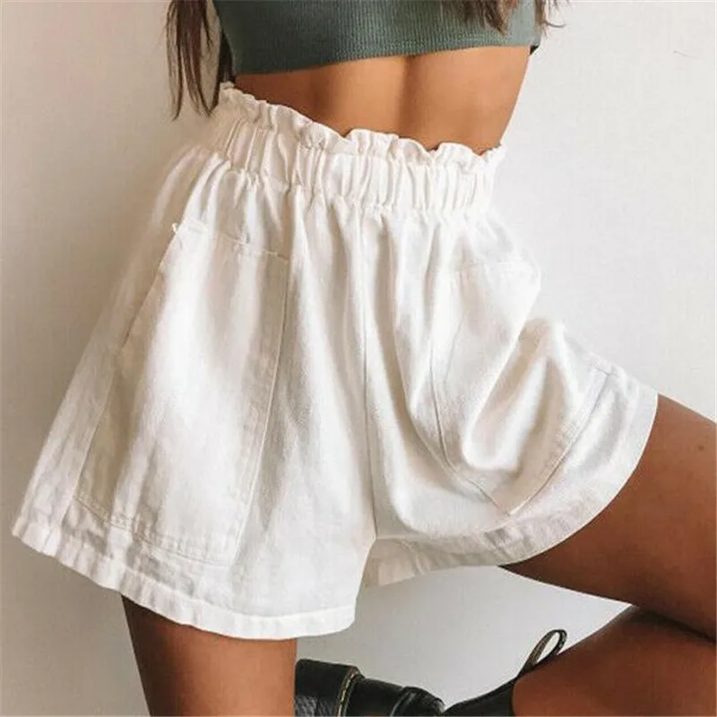 

Women Summer High Waist Shorts New Soild Color Linen Beach Plain Panties Ladies' Fashion Loose Short Pants Summer Hot Selling