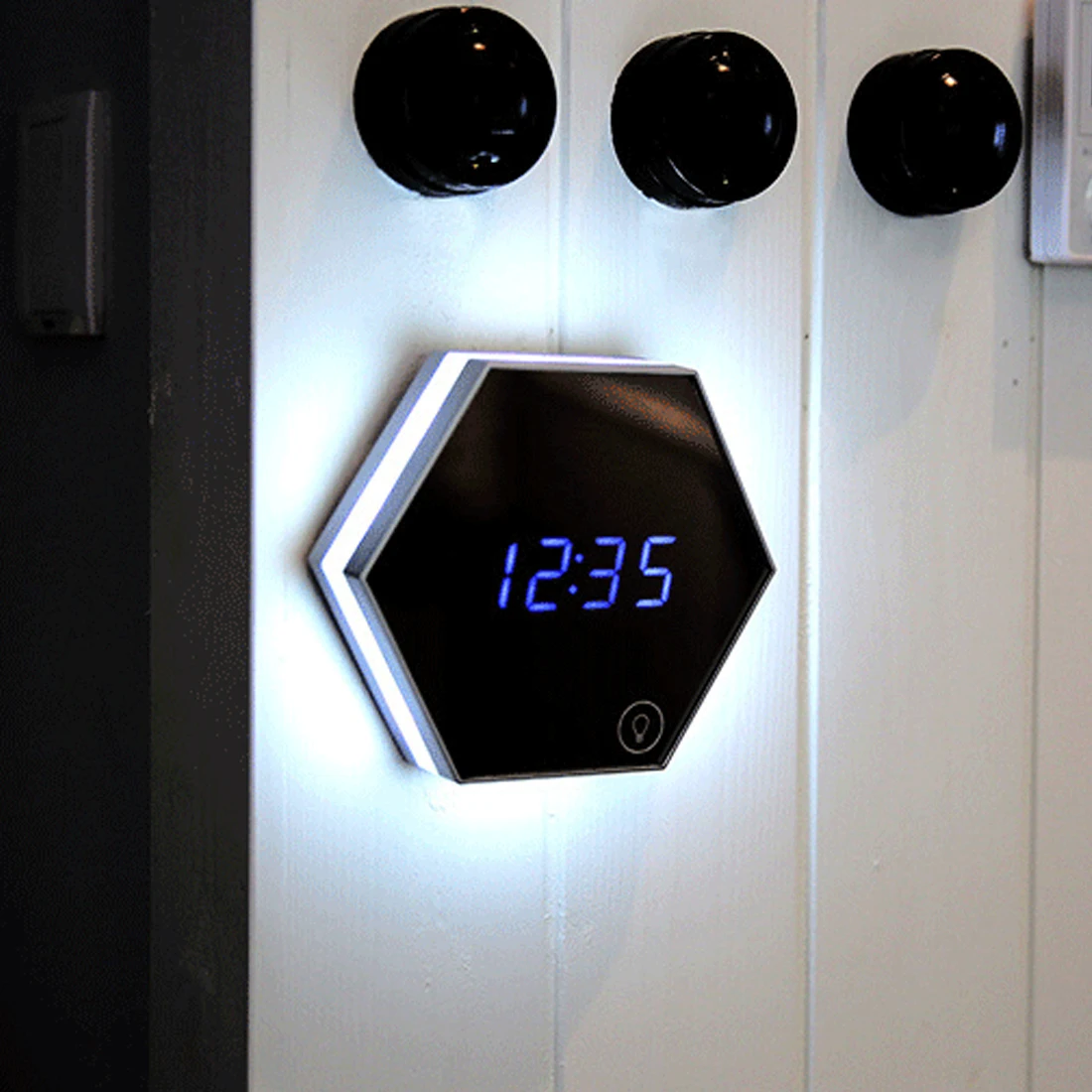 Прекрасный Электронный Многофункциональный светодиодный ночник настенные часы с зеркальной поверхностью цифровой дисплей будильник часы-фонарик-излучающий термометр