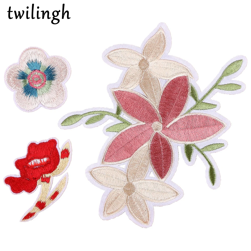 

twilingh Patches Sewing On Iron-On Accessories Flower Embroidered Sequined Patches For Women Dress Clothing