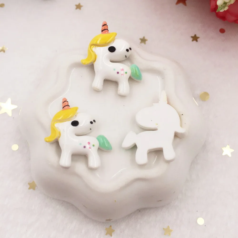 10pcs Lovely Resin 3D Colorful Unicorn Flat Back Cabochon Figurine Stone Embellishments Applique DIY Wedding Scrapbook Craft W67