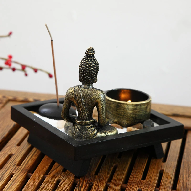 JX-LCLYL дзен сад Песочный набор расслабляющий духовная медитация Декор Будда подсвечник держатель