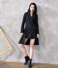 2018 Fall/winter women stripe blazers coat Chic elegant Asymmetrical draped blazer jackets D247