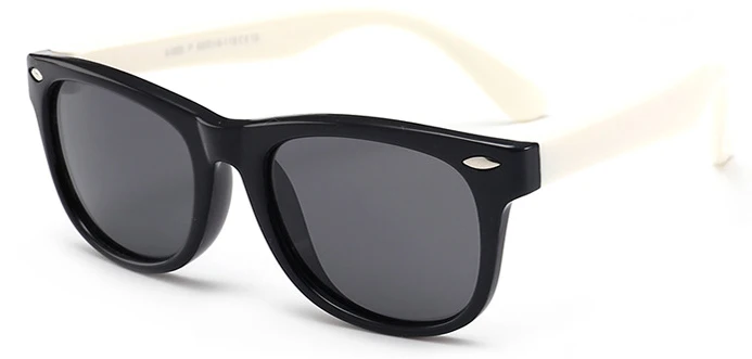 Детские поляризованные солнцезащитные очки TR90 для маленьких детей; классические модные очки детские солнечные очки для мальчиков и девочек; футболки с рисунком солнечных очков; UV400 младенческой Oculos 1102R - Цвет линз: Black White