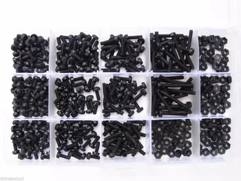 

1050pcs M3 M4 Nylon Screws Nut Washer countersunk head Assortment Kit Set Black
