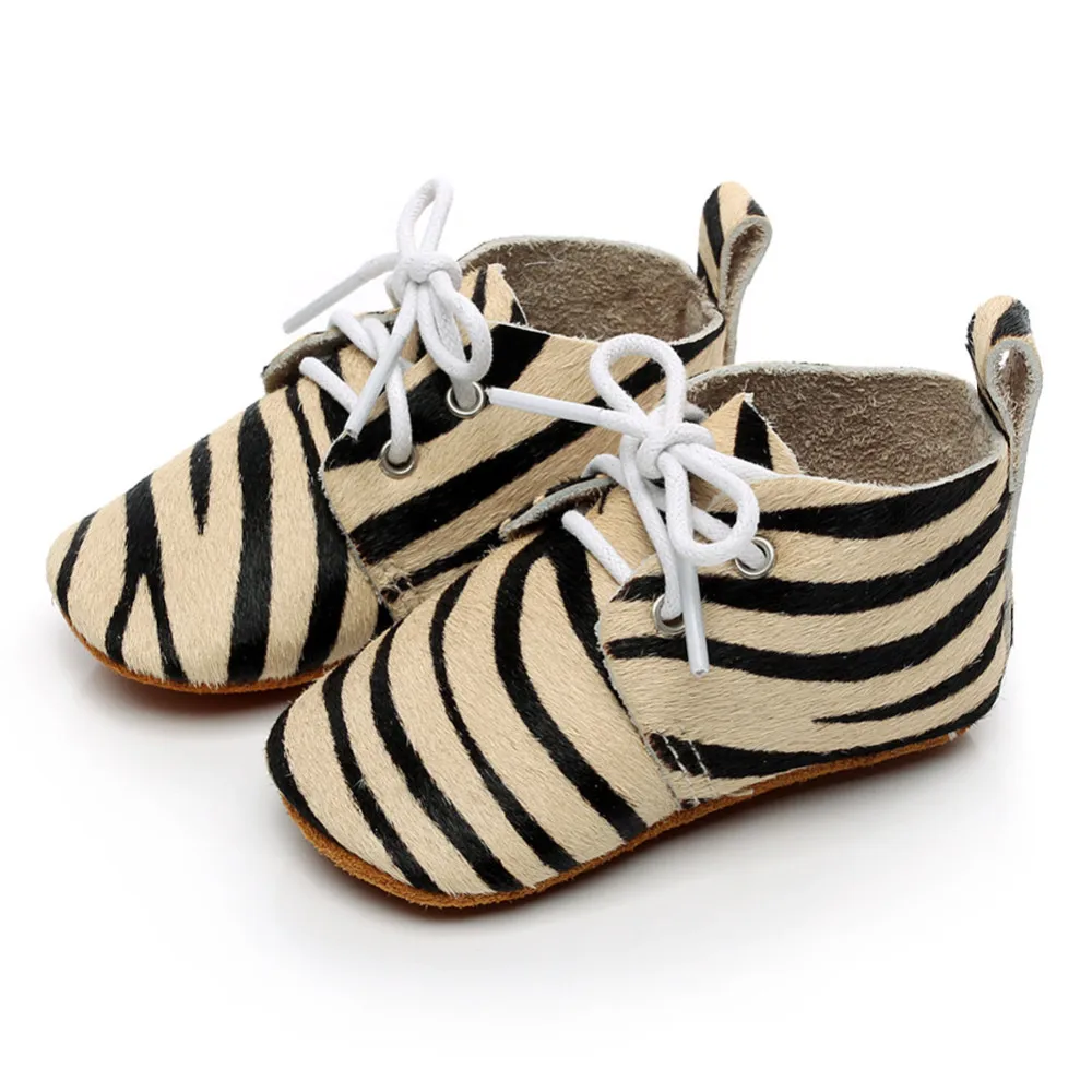 

Hongteya Zebra Leopard Baby Shoes Horse Hair Genuine Leather Leopard Shoes Soft Soled First Walker Infant Baby Boy Shoes