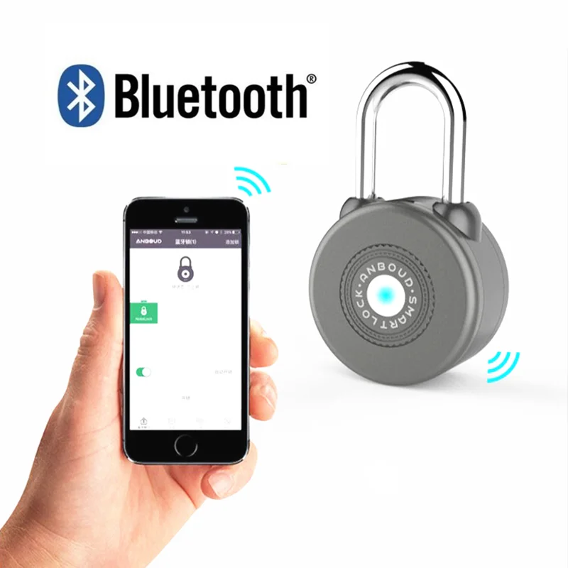 

Wireless Padlock Bluetooth Smart Lock Keyless Remote Control Locker Metal Design Wireless App Control Padlock for Android/iOS