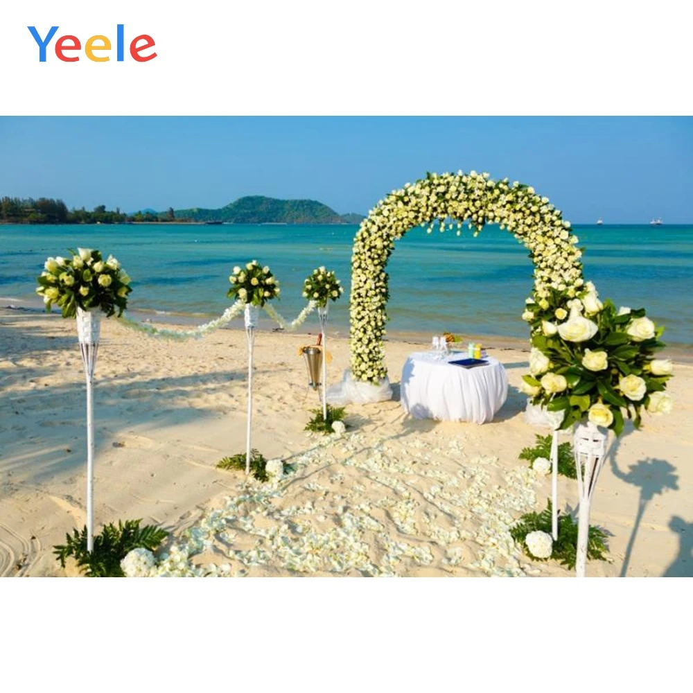 

Yeele Seaside Beach Wedding Bridal Portrait Photography Backgrounds Digital Customized Photographic Backdrop For Photo Studio