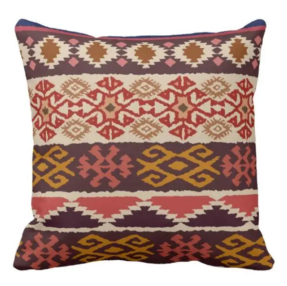 Aztec Ethnic Dark Brown Ikat Kilim Throw Pillow Case Tribal Cushion