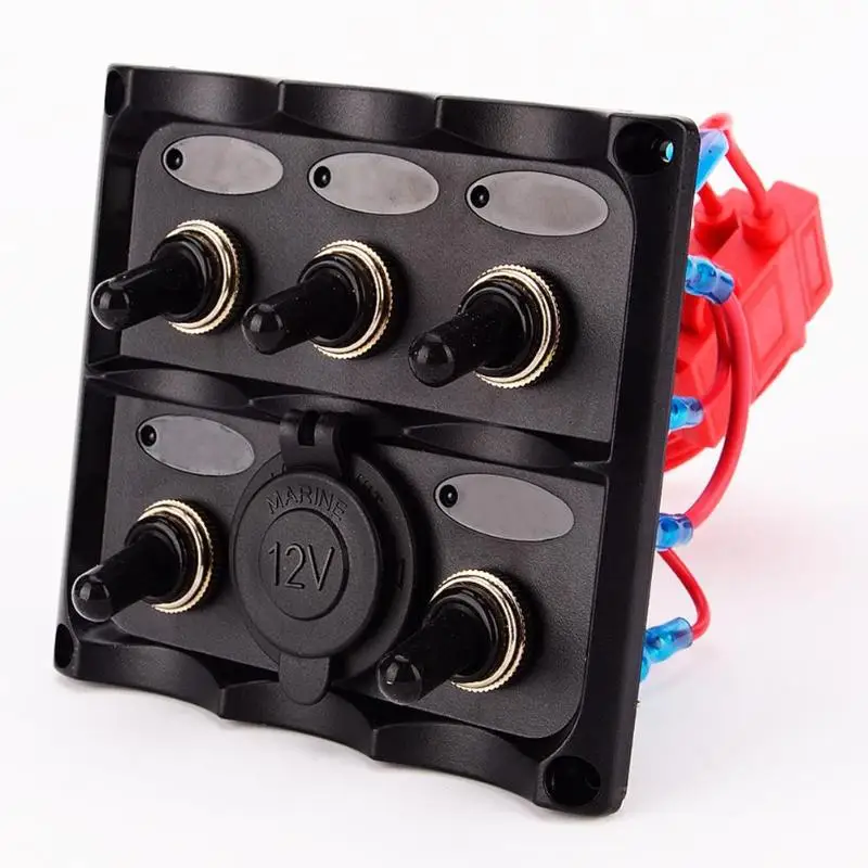 12//24V 6 Gang ON-OFF Toggle Switch Panel for Car Caravan RV Yachts Boat Hot