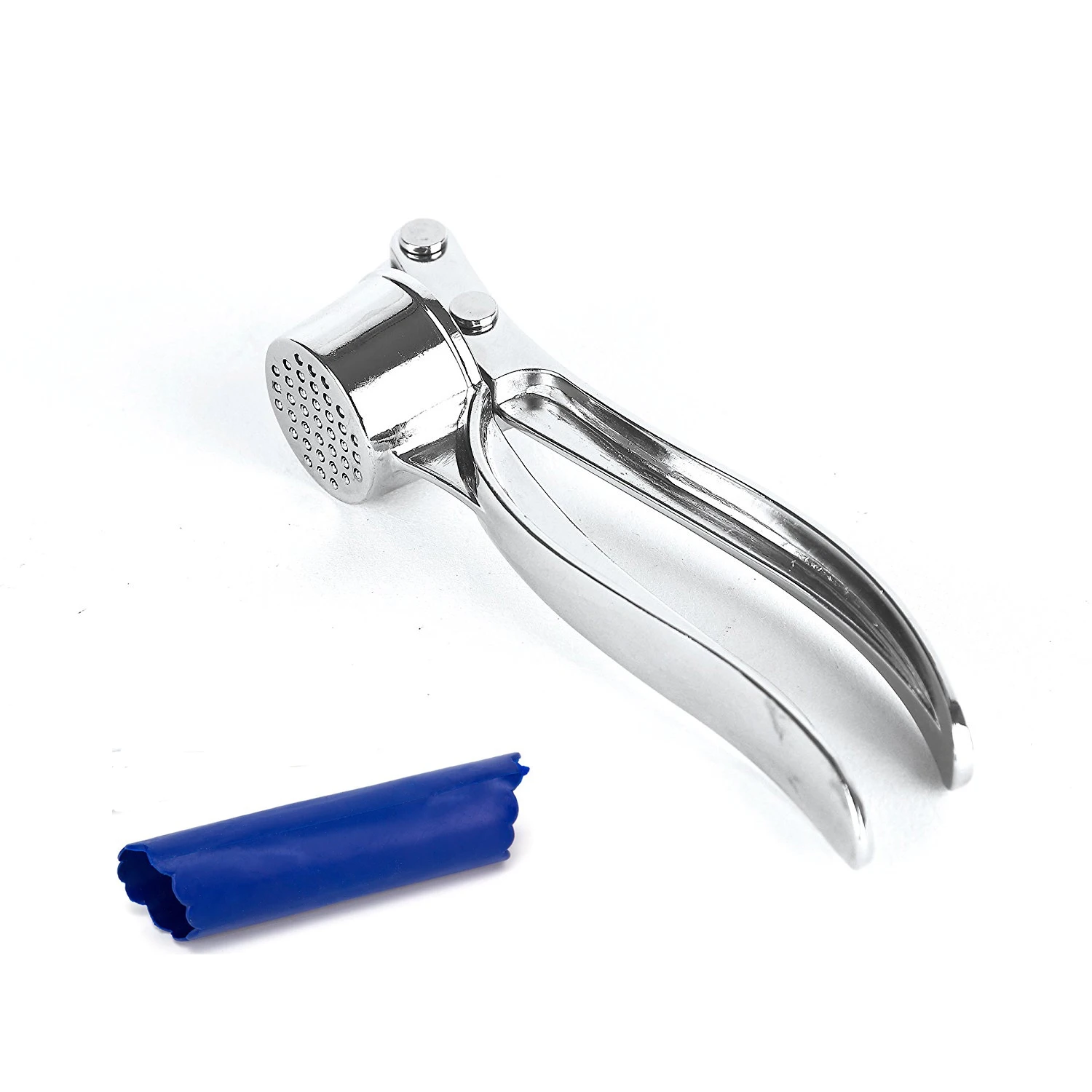 Strong Garlic Press and Peeler Set. Stainless Steel Mincer and Silicone