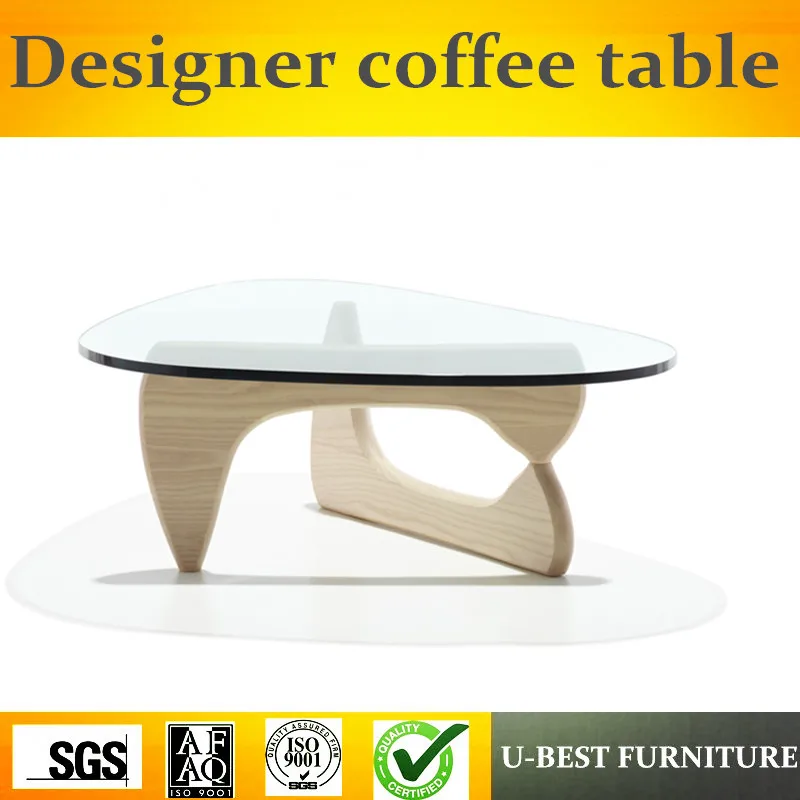 U-BEST modern design high quality glass top coffee table,home furniture bent tempered coffee table glass top center table design