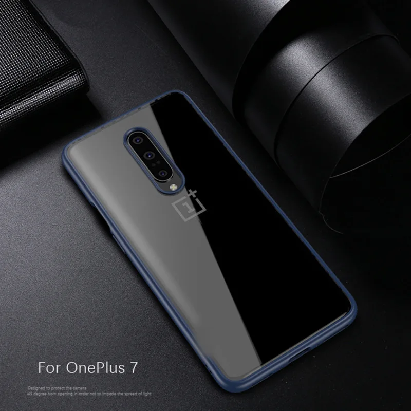 Oneplus 7 Чехол IPAKY oneplus 7pro Чехлы Прозрачный ударопрочный ТПУ+ PC Гибридный противоударный чехол oneplus 7 Pro oneplus 7 Чехол - Цвет: Blue