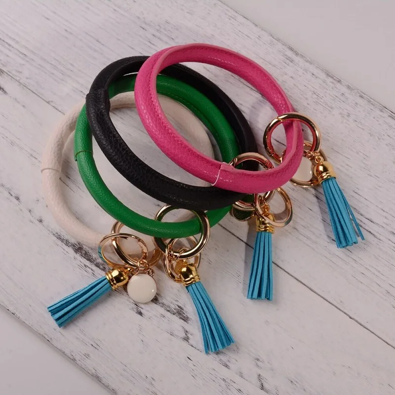 2019 New Style Wholesale Monogram Leather O Keychain Custom Circle