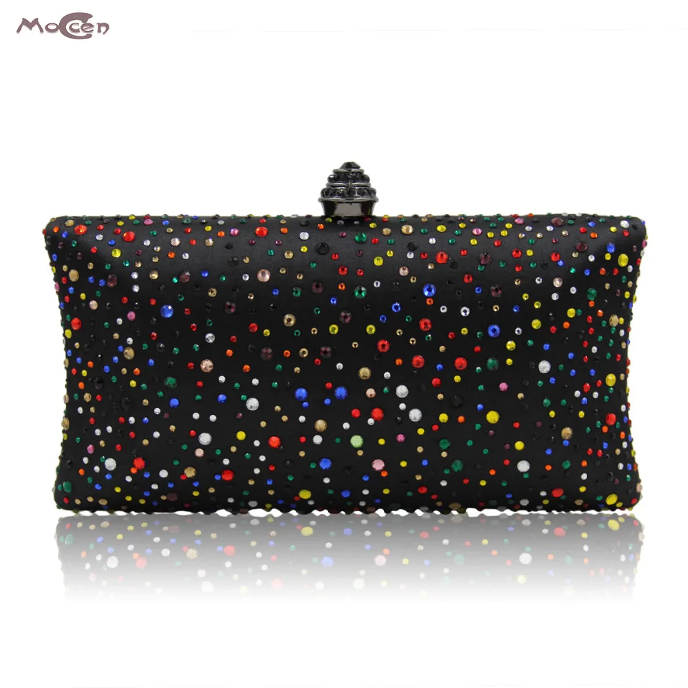 

Moccen Cheaper Crystal Clutch Bag Black Multicolor Chain Evening Bags Diamonds Party Purses Wallet Women Dinner Handbags