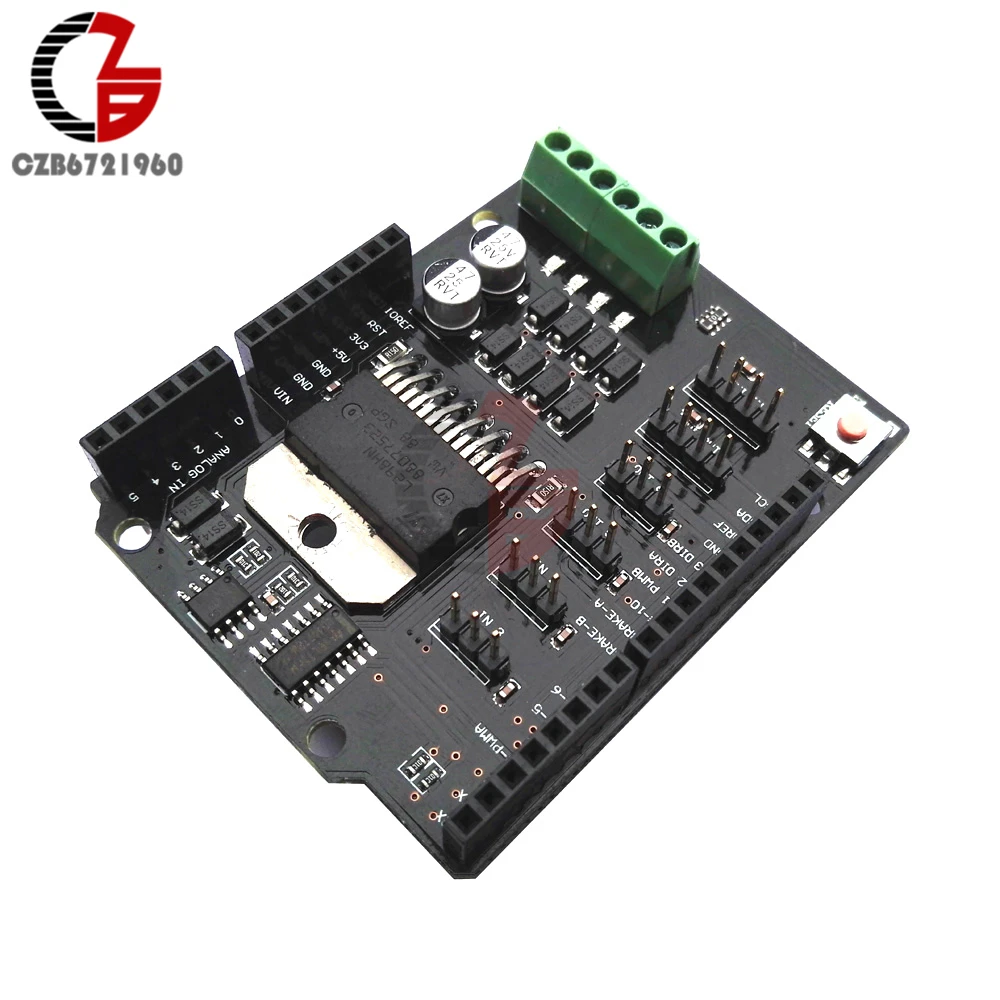 Nano-L298P 4A Dual Channel Full H-Bridge Motor Driver Shield Board 5-12V PWM Speed DC Stepper Driving Module for Arduino UNO R3